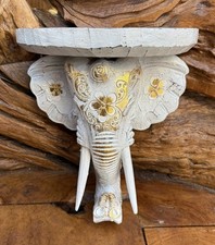 Wood Elephant Head Wall Shelf
