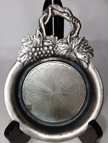 Pewter wine bottle coaster - pewter,