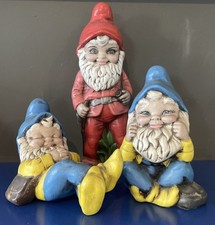 Set of 3 Garden Gnome Painted