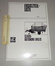 Parts Catalog/List Claas Silage Wagon Autonomous Kirkop/S - Stand 12/1973