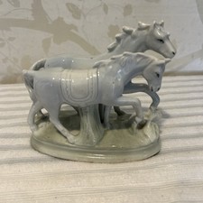 Vintage Porcelain Horse Figurine Group Statue Figure Sculpture