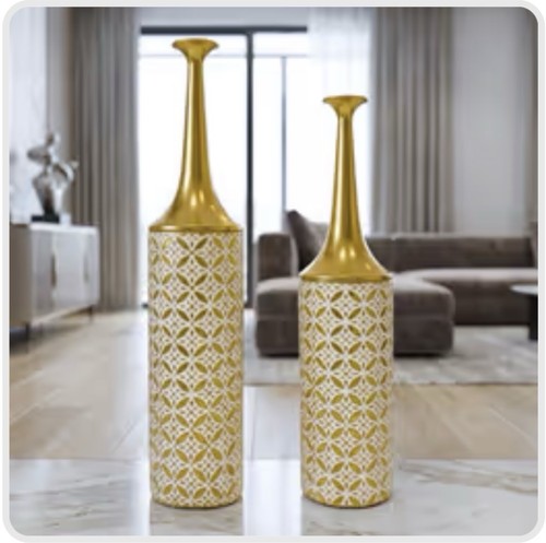 Large metal floor vases - large,