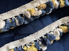 Manuel Canovas Luxury Tassel Trim 15m Vintage Curtain Cushion Upholstery Blue