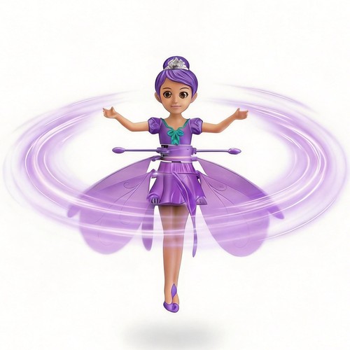 Purple flying fairy doll toy - purple,