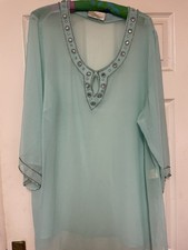 Ann Harvey Mint Green Beaded V
