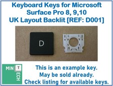 Keyboard Replacement Keys for Microsoft Surface Pro 8, 9 or 10 UK Layout Backlit