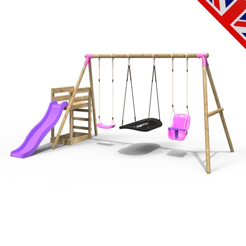 Rebo wooden swing set plus - wooden,