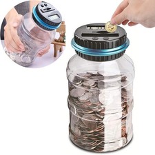 Electronic Digital LCD UK Coin Counter Counting Jar Money Saving Piggy Bank 1.8L