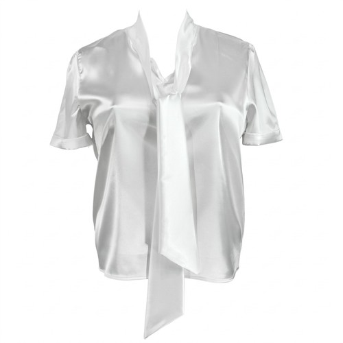 White glossy satin short