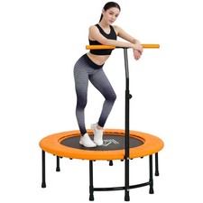 HOMCOM 40" Mini Trampoline, Rebounder Jumper w/ Adjustable Handle, Orange