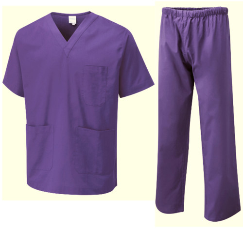 Purple scrub set tunic top - scrub,