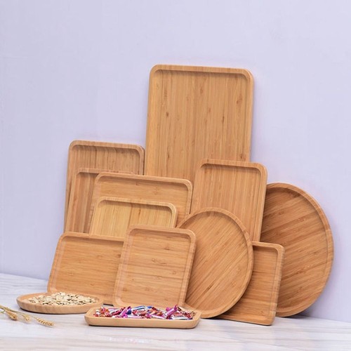 1pc wooden bamboo serving - serving, tray