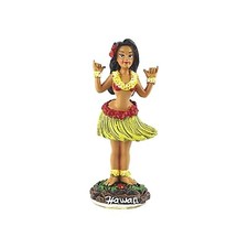 Hawaiian Dashboard Wiggling 4" Hula Girl Doll Shaka Sign Hawaii Collectible
