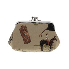 CTM Women's Horse Themed Tapestry Coin Purse Wallet