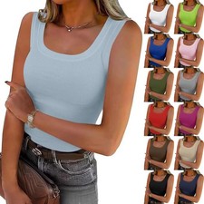 Ladies U Neck Ribbed Vest Tee