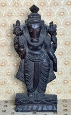 Murugan Statue Carved Wood Kartikeya Skanda Hindu God War Victory 15x6cm Vintage