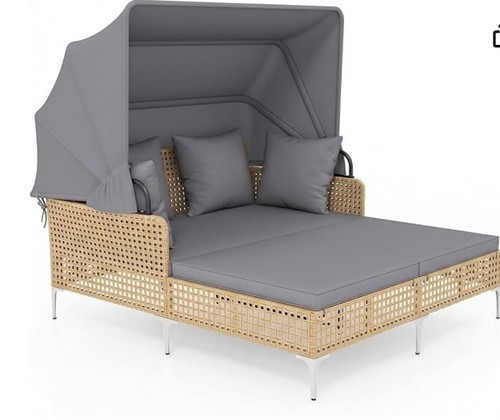 Rattan garden daybed double - rattan,