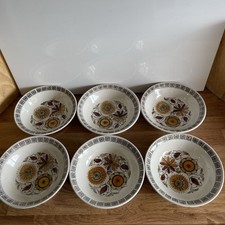 Vintage Broadhurst Ironstone 'CALYPSO ' Set Of 6 Small Bowls 1960s - Seconds