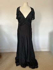 Badgley Mischka Black Silk Long Evening Dress Size 18 NWT