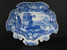 ANTIQUE MASONS CAMBRIAN ARGYL BLUE AND WHITE SERVING DISH
