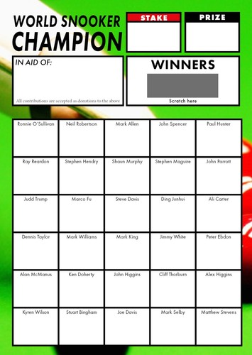 Snooker fundraising scratch - snooker,