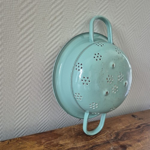 Vintage enamel colander mint - colander,