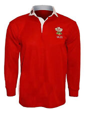 Wales Rugby Shirt RED Retro Classic Traditional Welsh Top All Sizes S - 5XL