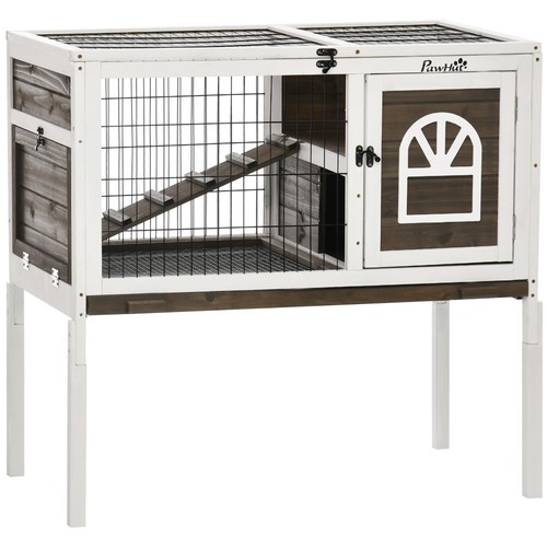 Wood rabbit hutch elevated - wood, hutch,