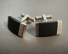 MONTBLANC STAR Stainless Steel Rubber set pair Cufflinks MONT BLANC Cuffs Twins