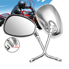 10mm CHROME MOTORCYCLE REAR VIEW MIRRORS LONG STEM FOR HONDA SUZUKI KAWASAKI UK