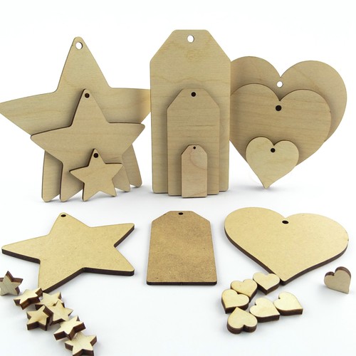 Wooden mdf hearts - wooden, and