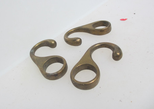 Victorian brass pan hooks - brass,