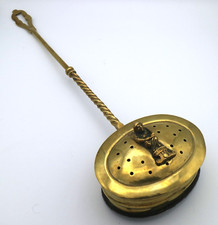 Antique Victorian Brass Chestnut Roaster with Cobbler Figure