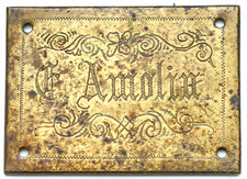 Antique Bronze Brass Door Plate ''AMALIA''
