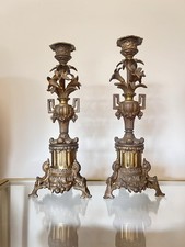 Superb Pair of French Gilt Metal Candelabras 30cm Tall