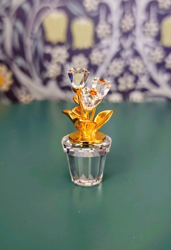 Swarovski crystal flower - crystal, pot