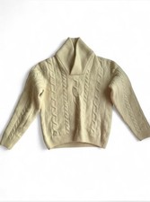 Hackett London Merino Cashmere Cable Knit Jumper Men’s L (Fits Women S/M) Cream