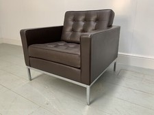 Knoll Studio "Florence Knoll" Lounge Chair Armchair - In "Sabrina" Brown Leather