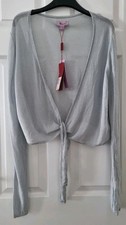 Monsoon Shrug Bolero Cardigan Size 20 Silver Tie Front Womens New BNWT 
