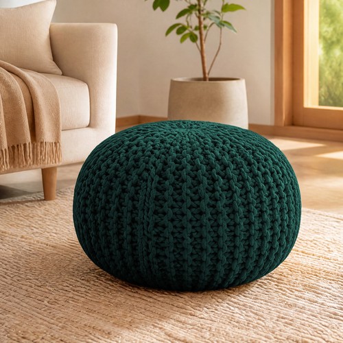 Handmade knitted pouffe - knitted,