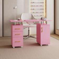 Mobile Pro Pink Manicure Nail Table Desk Station w/Extractor Fan Dust Collector