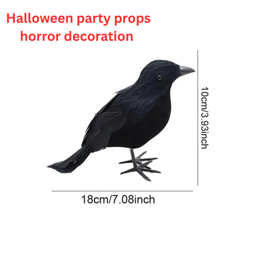 Realistic black crow halloween - black,