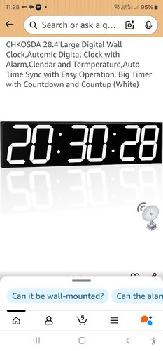 Large digital wall clock - digital, 70cm