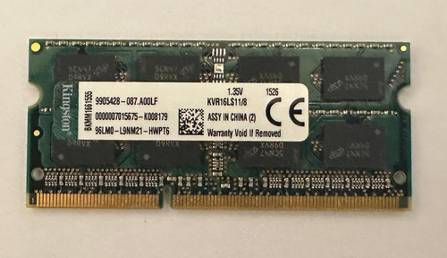 Kingston valueram 8gb - kingston, ddr3l