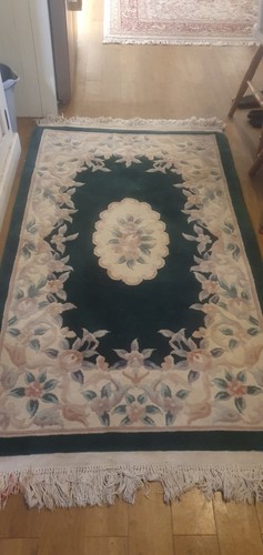 Emerald green chinese wool rug - emerald,