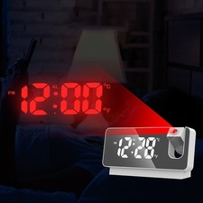 White Projection Alarm Clock 360 Degree Flexible Adjust Creative LED Mirror NEW