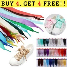 Flat Wide Shoe Laces Satin Silk Ribbon Wedding Shoe Boots Strings Wide Shoelaces
