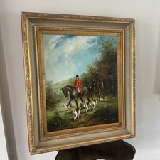 Original Painting Axel W.Larsen (1869-1946)  Oil Canvas Foxhunting Sidesaddle