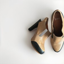 Vintage Top Shop Ladies Chelsea Boot tan Real Leather Brogues Size Uk 6 SKU 6740