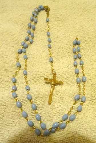Blue beaded rosary plastic - beaded,
